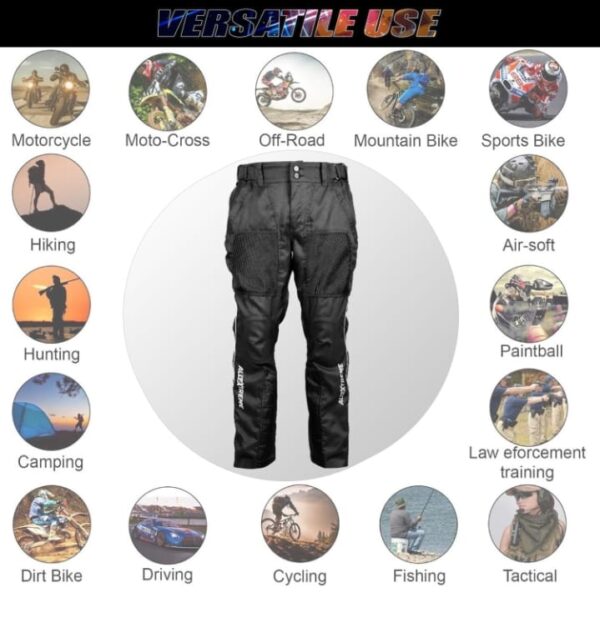 Allextreme AIR EVO Motorcycle Riding Pants Impact Protection HDEVA Protectors 300GSM Mesh-Fabric for Men All-Season Outdoor Activity Universal Fit (Black) - Image 5