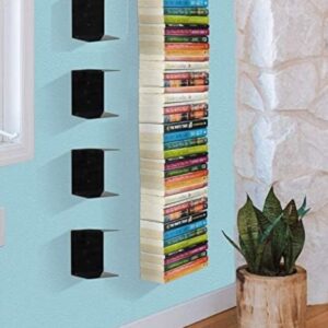 Go Hooked Heavy Duty Metal Wall Mounted Book Shelves for Study Room, Living Room and Bedrooms (4 Pcs) (Black) (1714)