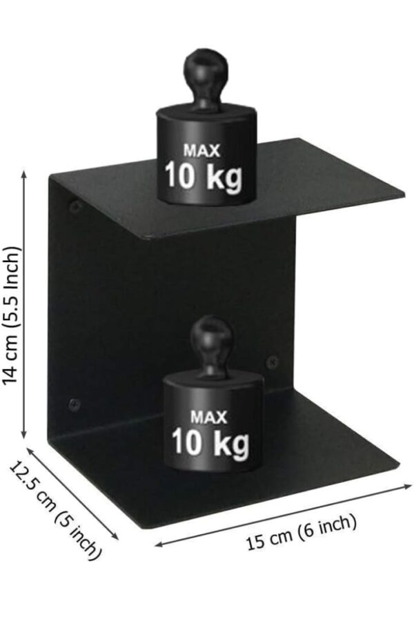 Go Hooked Heavy Duty Metal Wall Mounted Book Shelves for Study Room, Living Room and Bedrooms (4 Pcs) (Black) (1714) - Image 4