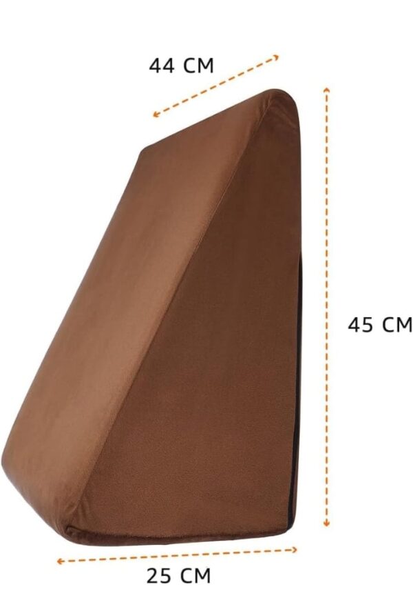 (1638) Amazon Basics Memory Foam Wedge Pillow for Neck & Back Pain Relief, Brown, 25 X 44 X 45 (1638) - Image 3