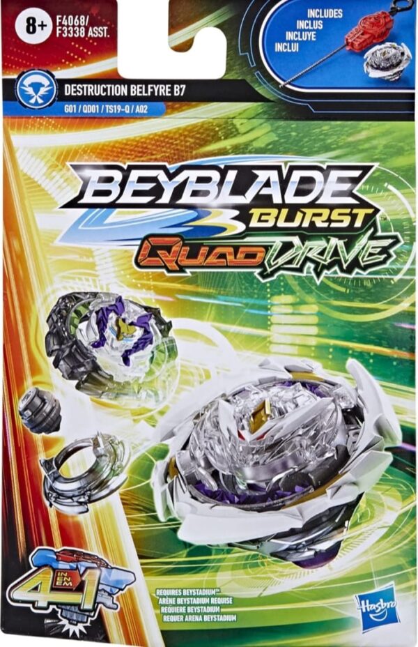 Beyblade Burst QuadDrive Destruction Belfyre B7 Spinning Top Starter Pack Battling Game Top Toy with Launcher - Image 5