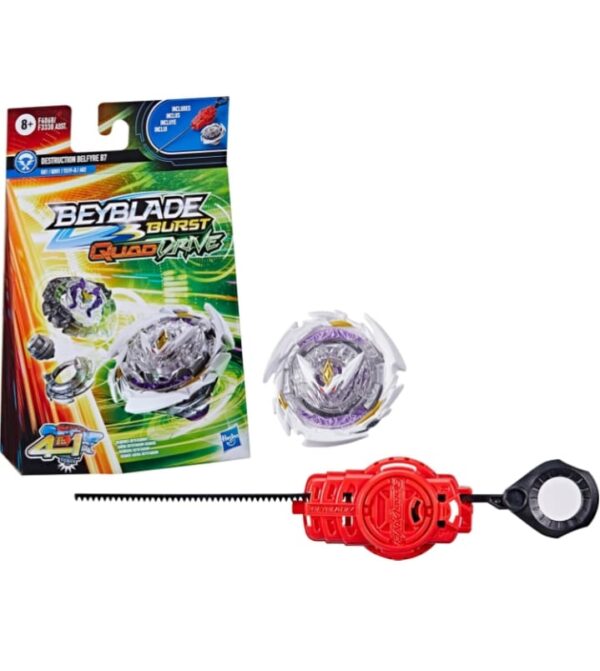 Beyblade Burst QuadDrive Destruction Belfyre B7 Spinning Top Starter Pack Battling Game Top Toy with Launcher