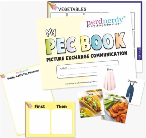 NerdNerdy PEC Kit - Picture Exchange Communication Kit Level 1/Speech Delays/Autism Toys/Visual Schedule Weekly Planner/Sensory Toys/Speech Therapy/Flash Cards/ABA Therapy/Occupational Therapy