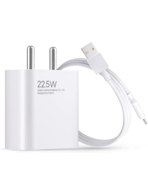 MI Xiaomi 22.5W Fast Charger with USB-C Cable, Quick Charge 3.0 Power Adapter Compatible with Redmi Note Series, Poco, Mi, Any Type C Devices - with Power Delivery (White) (1845)
