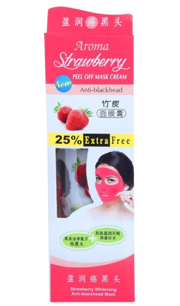 AROMA STRAWBERRY PEEL OFF MASK CREAM ANTI BLACKHEAD ( 130 G ) EXP-12/25 ( PACK OF 4 ) - Image 4