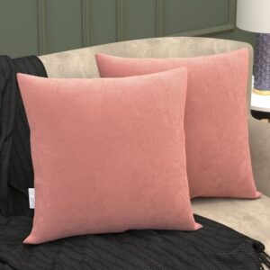 MY ARMOR Velvet Cushion Covers Set of 2-16 x 16 Inches / 40 x 40 Cm, Soft & Luxurious Cushion Cases for Bedroom, Sofa, Chair & Living Room - Peach (1643