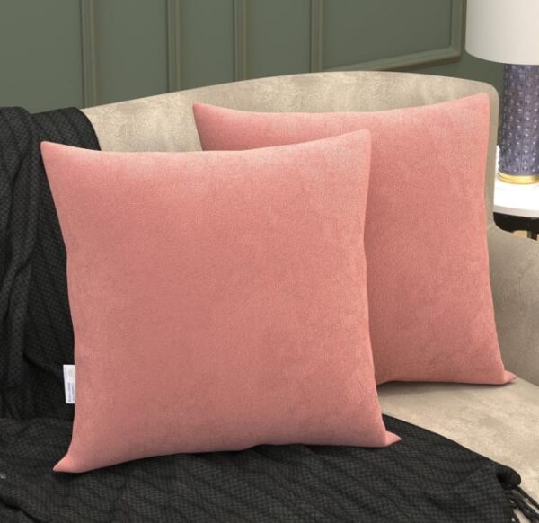 MY ARMOR Velvet Cushion Covers Set of 2-16 x 16 Inches / 40 x 40 Cm, Soft & Luxurious Cushion Cases for Bedroom, Sofa, Chair & Living Room - Peach (1643