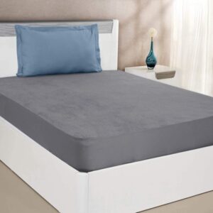 Amazon Brand - Solimo Water Resistant Cotton Single Mattress Protector 72"x36" - Grey ( 1776-1777)