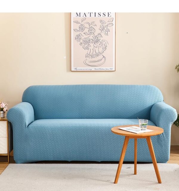 House of Quirk Universal Double Seater Polar Fleece 220 GSM Fabric Sofa Cover Flexible Stretch Sofa Slipcover (Sky Blue, Double Seater) (1752)