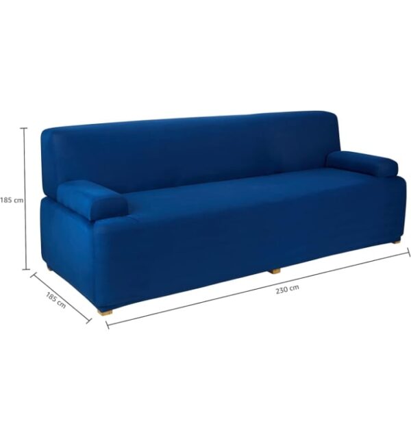 Amazon Brand - Solimo Polyester Spandex Stretchable Sofa Slipcover (3 Seater, Blue) (1746) - Image 3