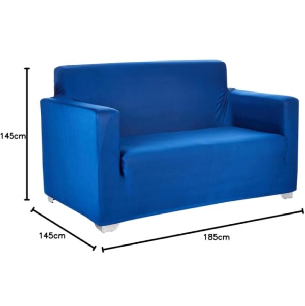 Amazon Brand - Solimo Polyester Spandex Stretchable Sofa Slipcover (2 Seater, Blue) (1703) - Image 4