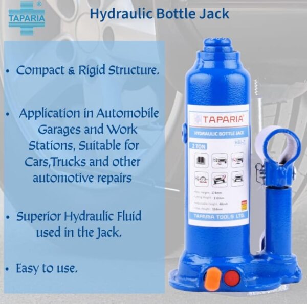 Taparia Hydraulic Bottle Jack, 3 Ton (Hbj 3) - Image 4