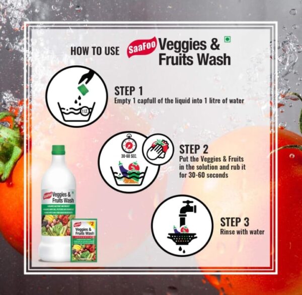 SaaFoo Fruits and Vegetable wash, 500ml ( PACK OF 4 ) EXP-4/26 - Image 2