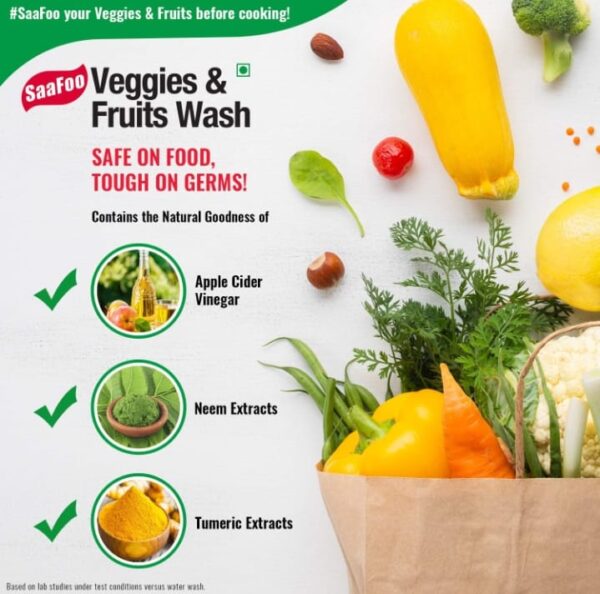 SaaFoo Fruits and Vegetable wash, 500ml ( PACK OF 4 ) EXP-4/26 - Image 3