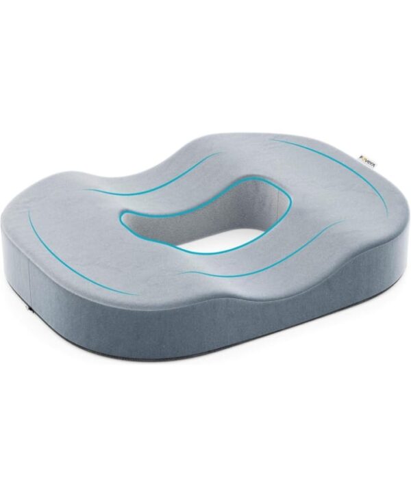 FOVERA Donut Pillow, Orthopedic Memory Foam Donut Seat Cushion, Piles Pillow for Hemorrhoids, Pain Relief for Piles, Coccyx, Prostate, Sciatica, Post-Natal, Pregnancy (M - Below 80kg Weight, Grey) (702)