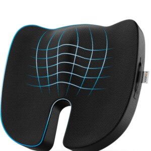 FOVERA Orthopedic Coccyx Cushion  | Seat Cushion for Chair, Memory Foam Sitting Pillow for Tailbone, Sciatica & Back Pain Relief (L-Above 65kg Wt, Mesh Black) (740) (1962)