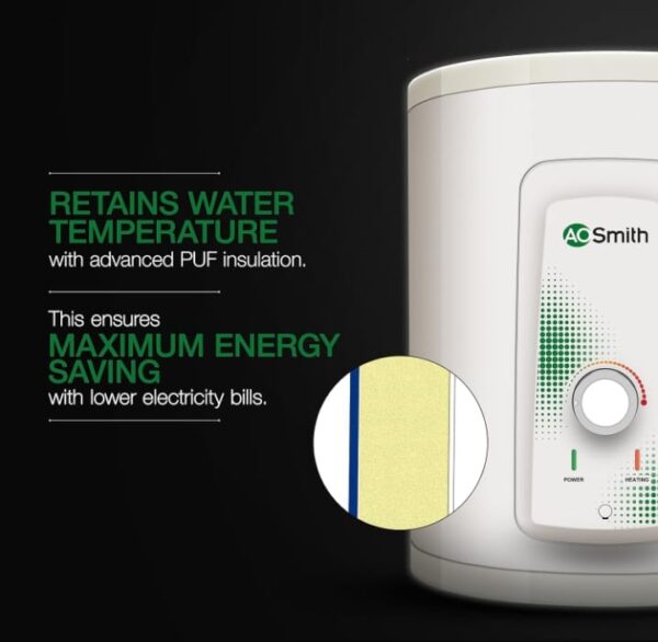 AO Smith HSE-VAS-X-025 Storage 25 Litre Vertical Water Heater (Geyser) Rust-proof outer Body|High Energy Efficiency|Suitable High-rise Buildings Wall Mounting |8 Bar High Pressure rating (1523) - Image 3