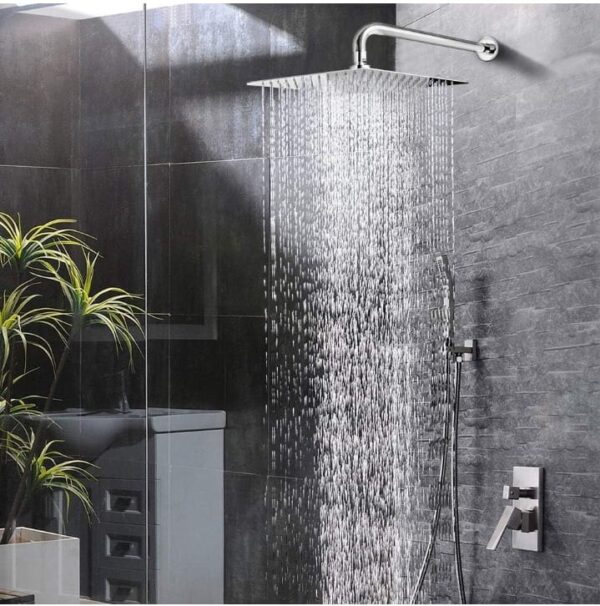 Marcoware Stainless Steel Heavy duty Trident Square Overhead Shower 12x12 inches rain shower head for bathroom Without Arm, Chrome, Polished Finish (2051) - Image 3