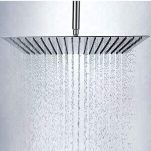 Marcoware Stainless Steel Heavy duty Trident Square Overhead Shower 12x12 inches rain shower head for bathroom Without Arm, Chrome, Polished Finish (2051)