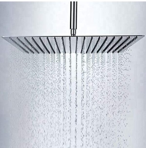 Marcoware Stainless Steel Heavy duty Trident Square Overhead Shower 12x12 inches rain shower head for bathroom Without Arm, Chrome, Polished Finish (2051)