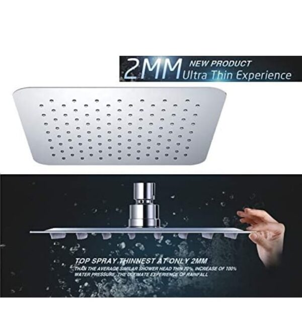 Marcoware Stainless Steel Heavy duty Trident Square Overhead Shower 12x12 inches rain shower head for bathroom Without Arm, Chrome, Polished Finish (2051) - Image 5