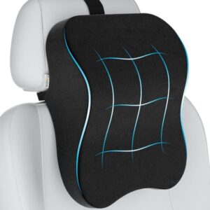 FOVERA Car Neck Rest Pillows  | Memory Foam Car Seat Head Rest Pillow for Neck and Cervical Support - Neck Pillow for Car - Relieves Neck Pain (Large, Black, Pack of 1) (1916) (2177,2178,2179)