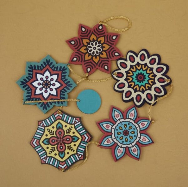 Amazon Brand - Solimo Wooden Designer Wall and Door Hanging Home Decor Items | Rangoli Diwali Design | Set of 2 (1924) - Image 2