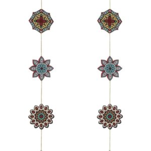 Amazon Brand - Solimo Wooden Designer Wall and Door Hanging Home Decor Items | Rangoli Diwali Design | Set of 2 (1924)
