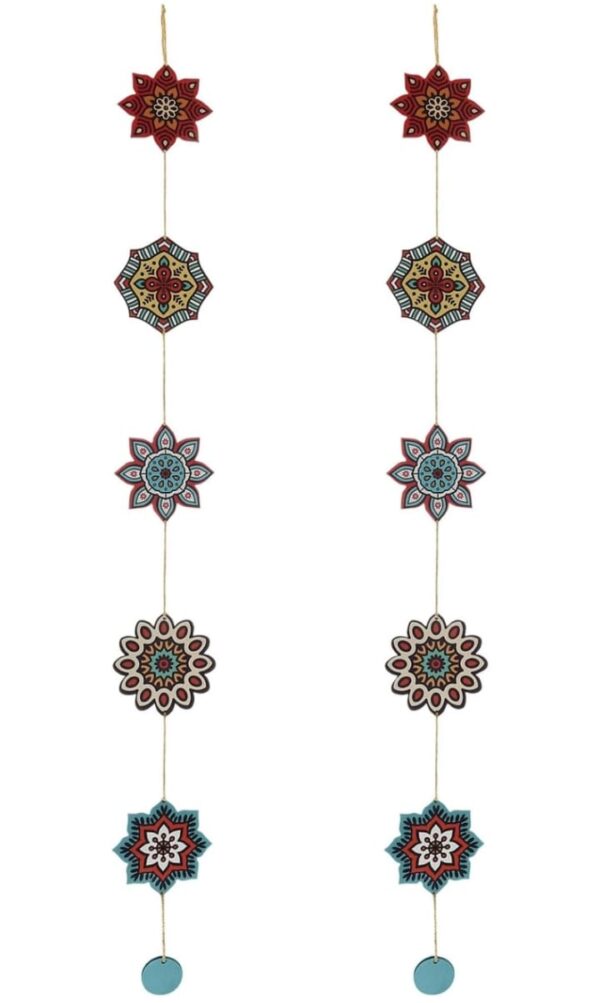 Amazon Brand - Solimo Wooden Designer Wall and Door Hanging Home Decor Items | Rangoli Diwali Design | Set of 2 (1924)