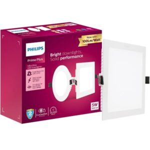 PHILIPS 5W Square AP Plus UltraGlow LED DL Recessed LED Panel Ceiling Light (Pack of 1,Warm White)