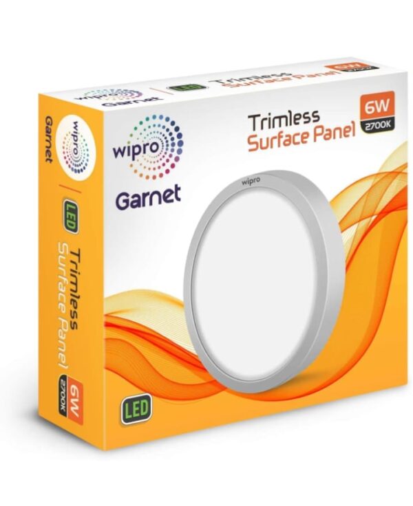 wipro 6W Surface Led Panel Round 2700K, Aluminium, Warmwhite
