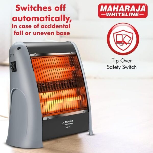 Maharaja Whiteline Quato Neo 800 Watts Quartz Heater | 2 Heat Setting | Easy to Carry | Shock Proof Body (Grey) - Image 4