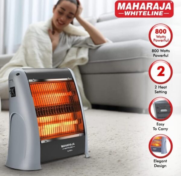 Maharaja Whiteline Quato Neo 800 Watts Quartz Heater | 2 Heat Setting | Easy to Carry | Shock Proof Body (Grey) - Image 3