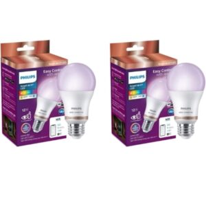 PHILIPS WiZ 12W E27 Wi-Fi & Bluetooth LED Smart Bulb with Music Sync, Compatible with Amazon Alexa & Google Assistant, 16 Million Colours & Motion Sensing Technology | Pack of 2
