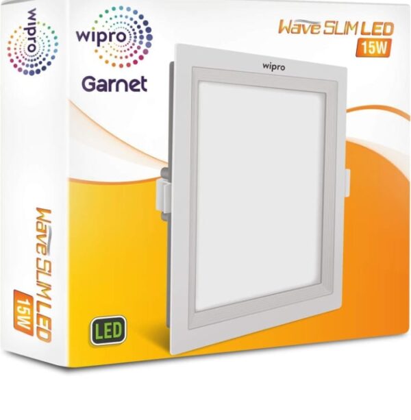 wipro Garnet 15W Square Led Wave Panel Light for Ceiling|Warm White Light (3000K)|Ultra-Slim Design|Recessed Down Light for False Ceiling|Pop Ceiling Light|Cutout - 150X150Mm|Pack of 1 - Image 5