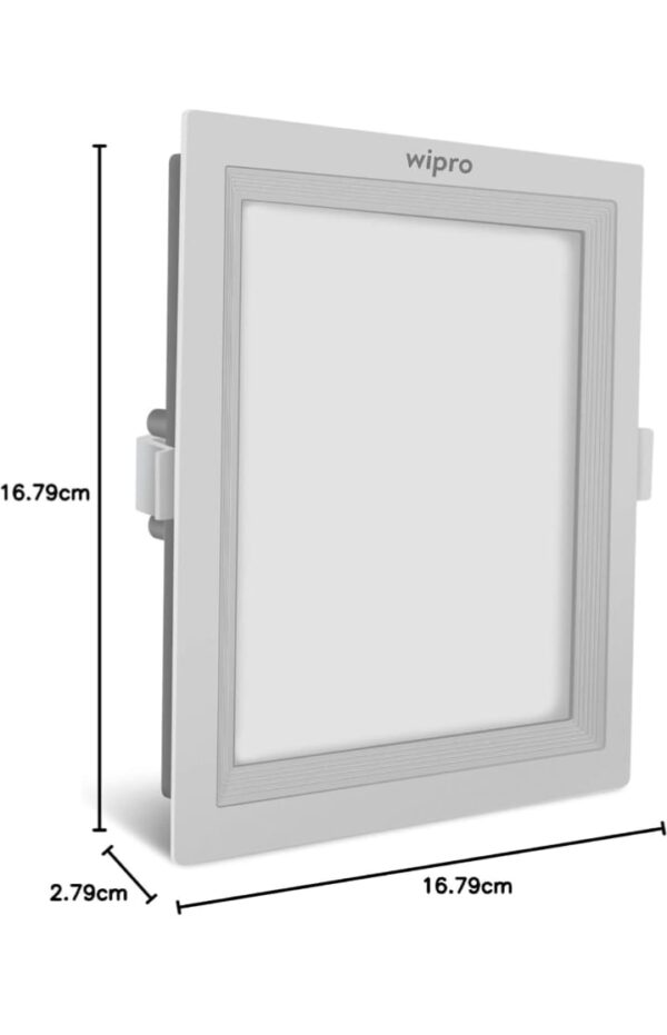 wipro Garnet 15W Square Led Wave Panel Light for Ceiling|Warm White Light (3000K)|Ultra-Slim Design|Recessed Down Light for False Ceiling|Pop Ceiling Light|Cutout - 150X150Mm|Pack of 1 - Image 3