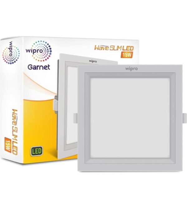 wipro Garnet 15W Square Led Wave Panel Light for Ceiling|Warm White Light (3000K)|Ultra-Slim Design|Recessed Down Light for False Ceiling|Pop Ceiling Light|Cutout - 150X150Mm|Pack of 1