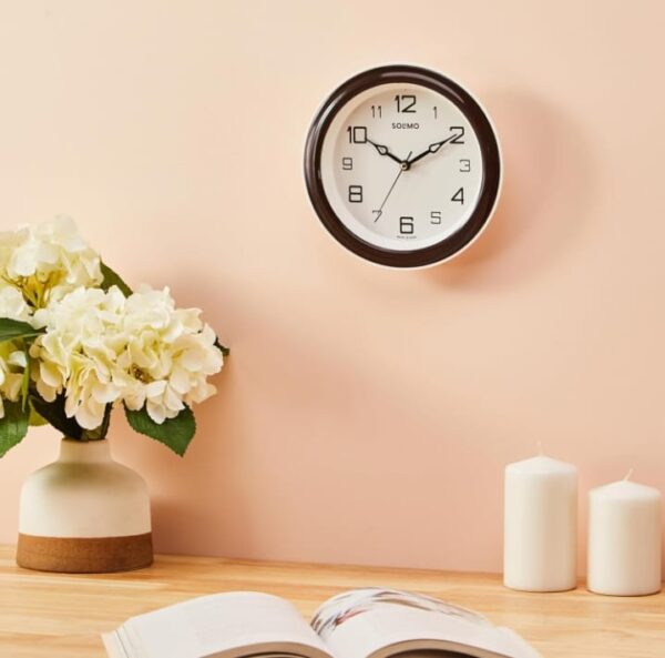 Amazon Brand - Solimo Abstract Wall Clock | Round | Plastic | 8 Inch | Brown - Analog (1729) - Image 4