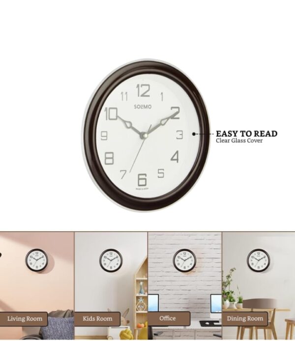 Amazon Brand - Solimo Abstract Wall Clock | Round | Plastic | 8 Inch | Brown - Analog (1729) - Image 2