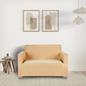 Amazon Brand - Solimo Polyester Spandex Stretchable Sofa Slipcover (2 Seater, Beige) (1967)