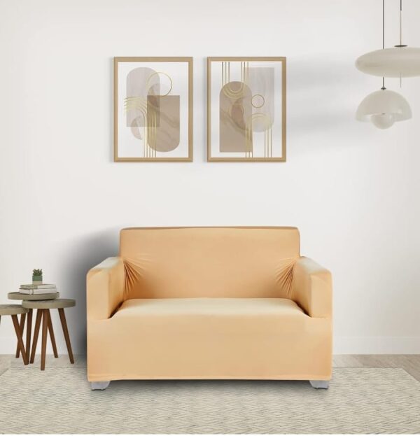 Amazon Brand - Solimo Polyester Spandex Stretchable Sofa Slipcover (2 Seater, Beige) (1967)