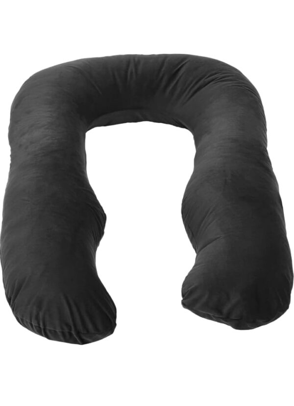Amazon basics Full Body U-Shaped Pregnancy Pillow for Maternity & Baby Nursing | Abdomen, Hip, Spine, Neck & Head Support Cushion Velvet Outer Cover with Zip (Black)(1950) - Image 3