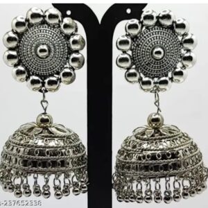 Induren exclusive and fashion able oxidized silver color jhumka for women (AE-5)