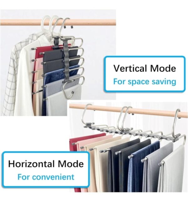 TEX-RO (Pack of 1) 5 in 1 Stainless Steel Foldable Hangers for Clothes Hanging Multi-Layer Multi-Purpose Pant Hangers for Wardrobe Magic Foldable Hanger Clothes Hanger (2187) 2280 - Image 4