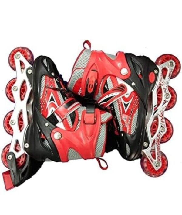 TOYZIA Roller Skates for Boys and Girls Age Group 6-10 Years Adjustable Inline Skating Shoes with School Sport (RED)  (SIZE- S.  30,33 - Image 4