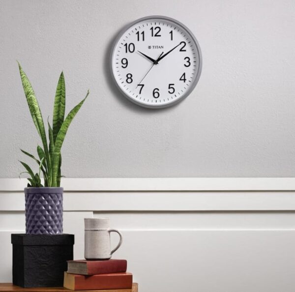 Titan Contemporary Wall Clock with Silent Sweep Technology - 30 Cm X 30 Cm (Medium)(Plastic) - Analog, Silver (1328. - 1329 - Image 4