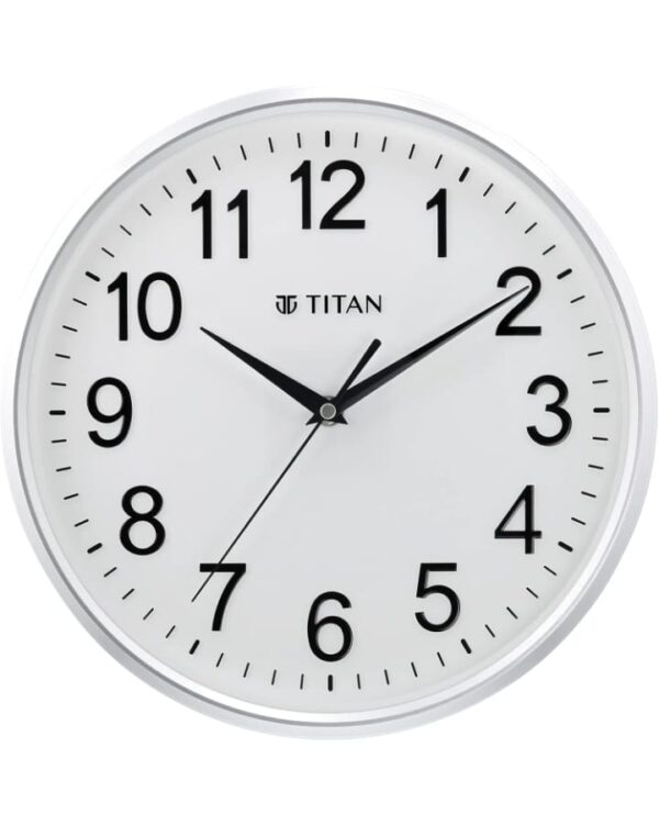 Titan Contemporary Wall Clock with Silent Sweep Technology - 30 Cm X 30 Cm (Medium)(Plastic) - Analog, Silver (1328. - 1329