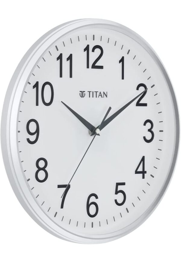 Titan Contemporary Wall Clock with Silent Sweep Technology - 30 Cm X 30 Cm (Medium)(Plastic) - Analog, Silver (1328. - 1329 - Image 3
