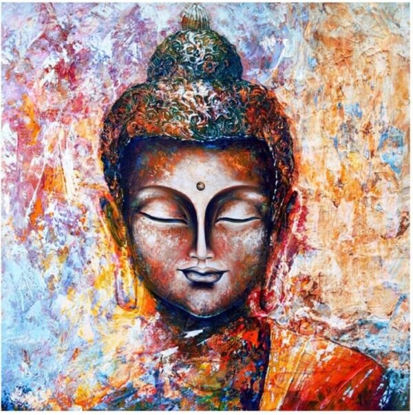 999STORE Wooden Stretched Lord Gautam Buddha Budha Painting | Wall Paintings for Bedroom | Bed Room Canvas Modern Stylish Hanging (Canvas 18X18 Inches Stretched Canvas) (857) - Image 3
