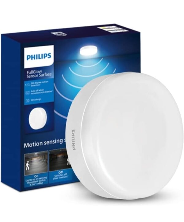 PHILIPS Full Glow Motion Sensor 15-watt Round LED Surface Downlighter | Full Glow Sensor Surface Downlight for Ceiling | LED Sensor Ceiling Light for Home & Hall | Natural White,Pack of 1 N.634(V)